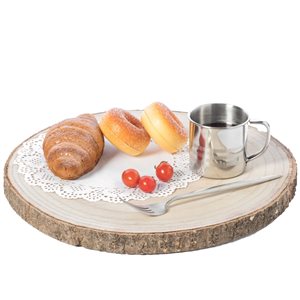 Vintiquewise 14-in x 14-in Round Brown Wooden Log Serving Tray