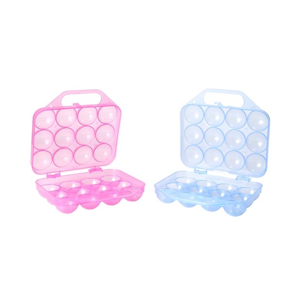 Basicwise Pink and Blue Plastic Egg Tray - 2-Piece