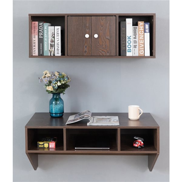 Basicwise 35.5-in Brown Modern/contemporary Wall Mounted Floating