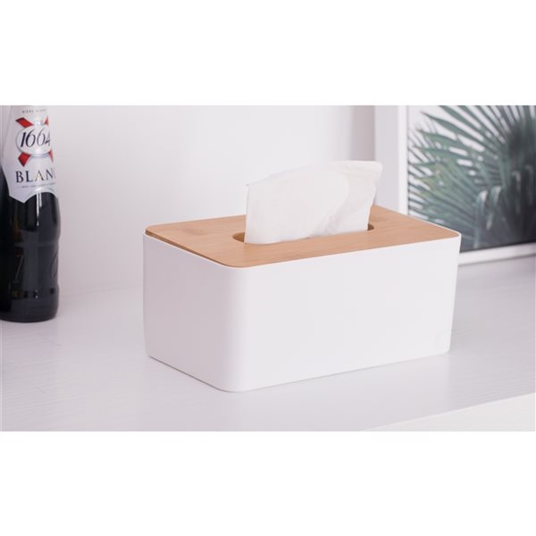 Basicwise White Bamboo Tissue Box Cover QI003486 | RONA