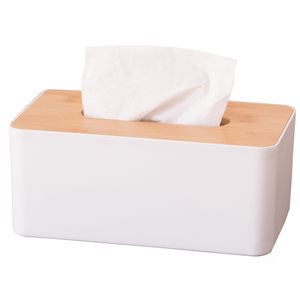 Basicwise White Bamboo Tissue Box Cover