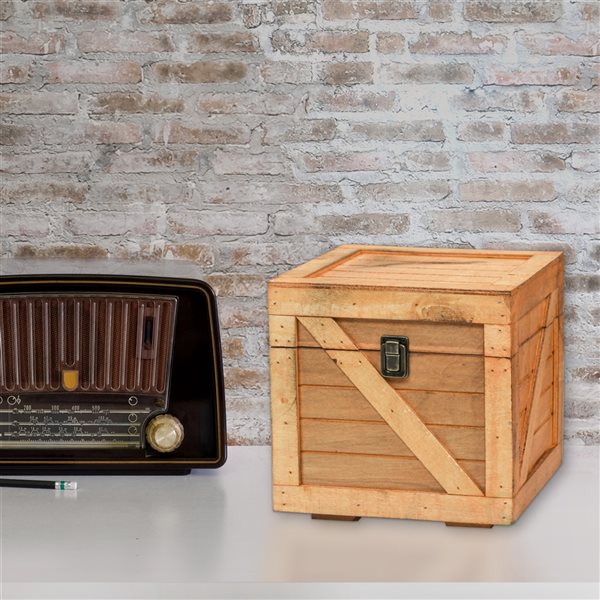 Vintiquewise 8.5-in x 8.5-in Light Brown Storage Chest
