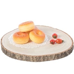 Vintiquewise 12-in x 12-in Round Brown Wooden Log Serving Tray