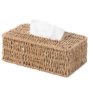 Vintiquewise Seagrass Wicker Tissue Box Cover in Brown