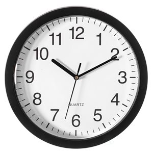 Horloge murale analogique ronde par Quickway Imports de 10 po, noir