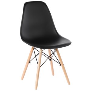 Fabulaxe Contemporary Side Chair with Wood Frame in Black