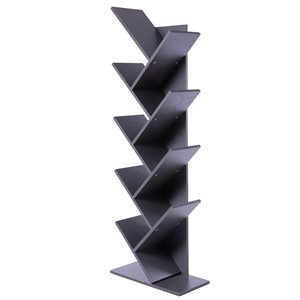 Basicwise Grey Wood 9-Shelf Bookcase