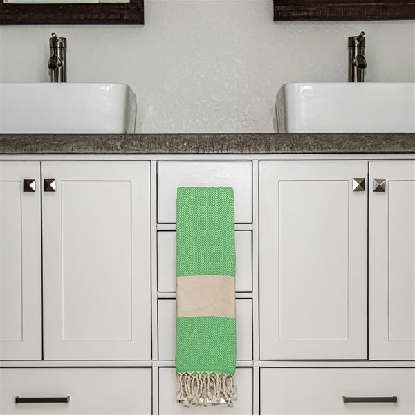 Deerlux 18-in x 40-in Lime Green Cotton Hand Towel - 2-Piece