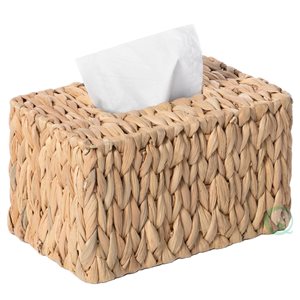Vintiquewise Water Hyacinth Wicker Tissue Box Cover in Brown