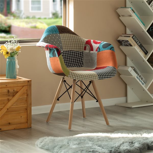 Fabulaxe Mid-Century Multicoloured Accent Chair