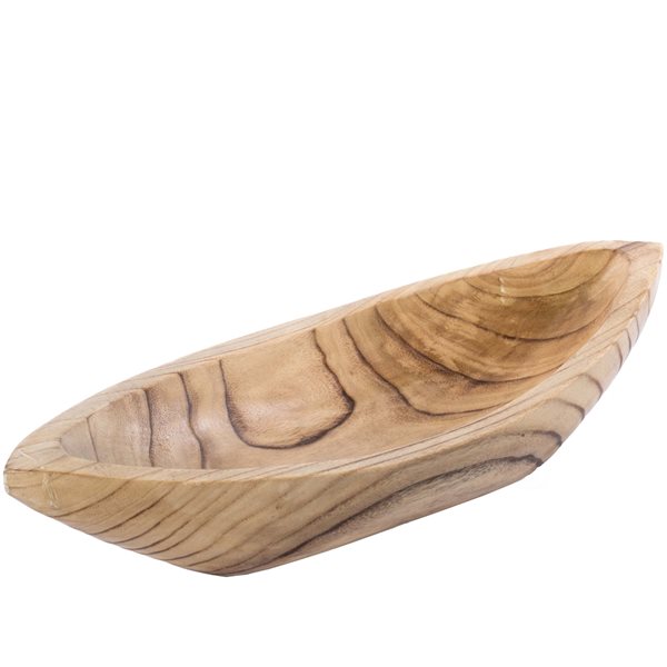 Grand plateau en bois par Vintiquewise en forme de bateau