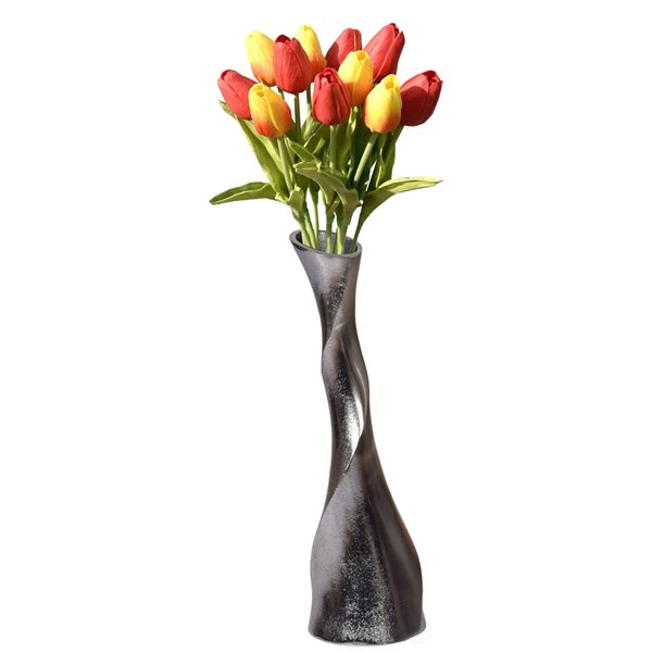 Vase irrégulier Uniquewise en aluminium noir de 13,25 po x 4 po
