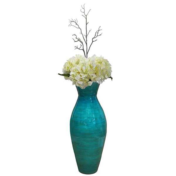 Vase Uniquewise en bambou bleu de 20,5 po x 8,5 po