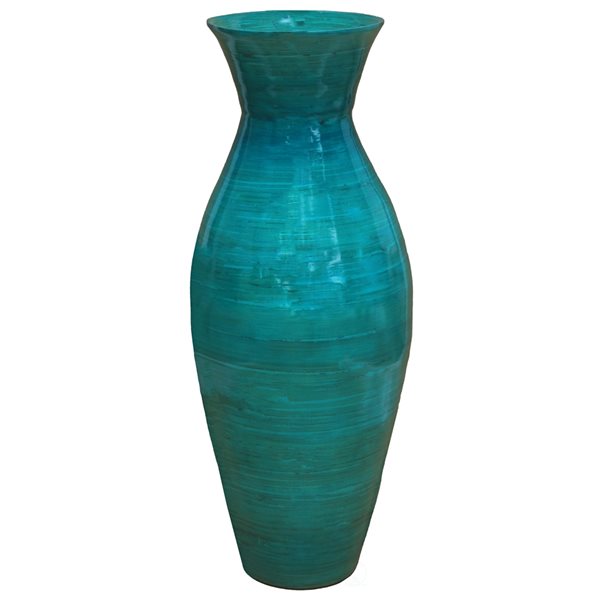 Vase Uniquewise en bambou bleu de 20,5 po x 8,5 po