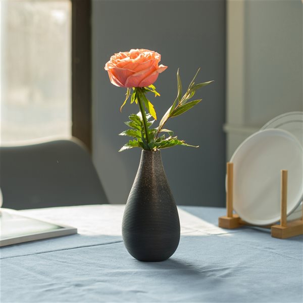 Uniquewise 6-in x 3-in Black Ceramic Vase QI004357