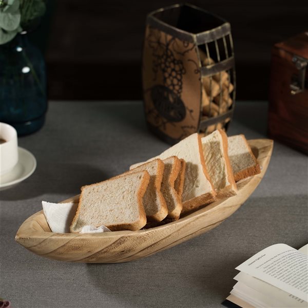 Petit plateau en bois par Vintiquewise en forme de bateau