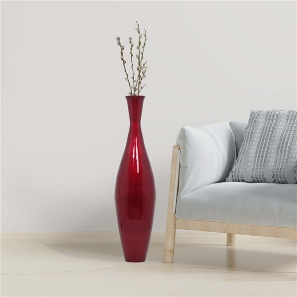 Uniquewise 43.3-in x 11-in Red Bamboo Vase