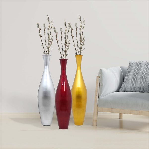 Uniquewise 43.3-in x 11-in Red Bamboo Vase