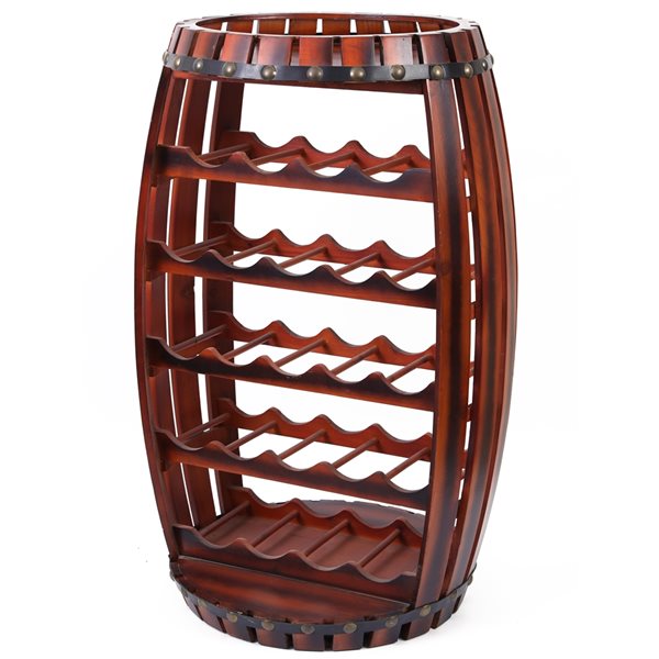 Vintiquewise 23-Bottle Wooden Barrel Shaped Decorative Wine Bottle Holder