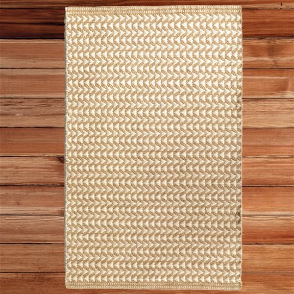 Deerlux 2-ft x 3-ft Beige Rectangular Indoor Geometric Rug