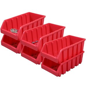 Basicwise 4.5-in W x 3-in H x 8-in D Red Plastic Bins - 6-Pack