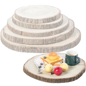 Vintiquewise 18-in x 18-in Brown Round Wooden Log Serving Trays - Set of 5