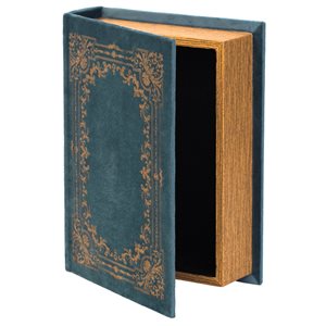 Vintiquewise 7-in W x 9-in H x 2-in D Blue Wooden Book Shaped Box