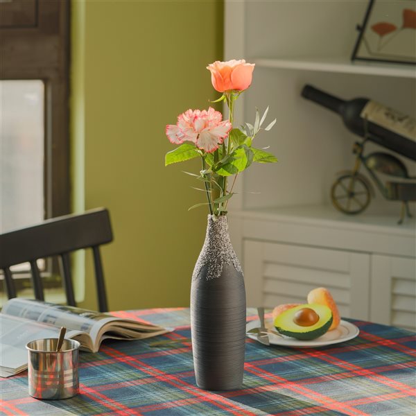 Uniquewise 9-in x 2.75-in Black Ceramic Vase