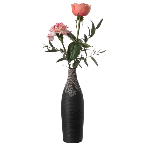Uniquewise 9-in x 2.75-in Black Ceramic Vase