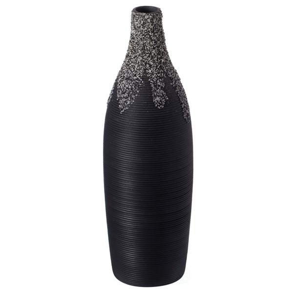 Uniquewise 9-in x 2.75-in Black Ceramic Vase