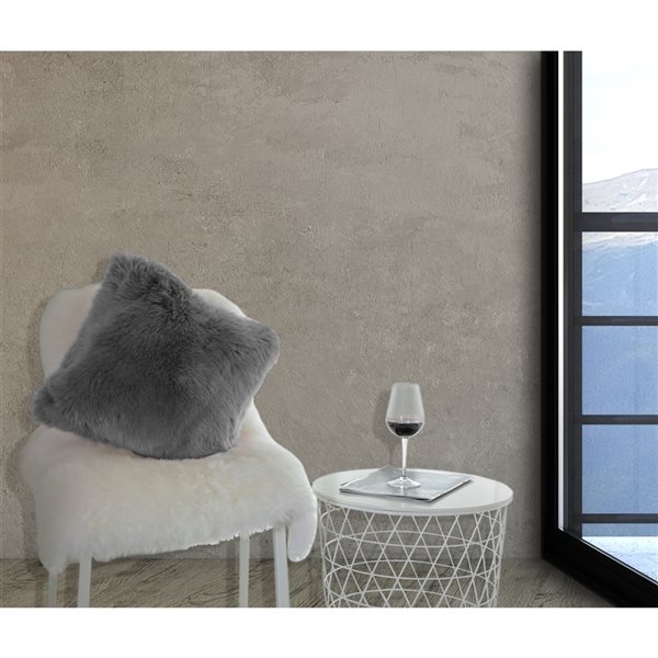 Deerlux 16-in x 16-in Grey Lamb Fur Indoor Decorative Cushion Cover