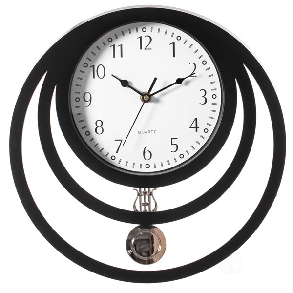 Quickway Imports Black Analog Round Circles Wall Standard Clock ...