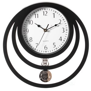 Quickway Imports Black Analog Round Circles Wall Standard Clock