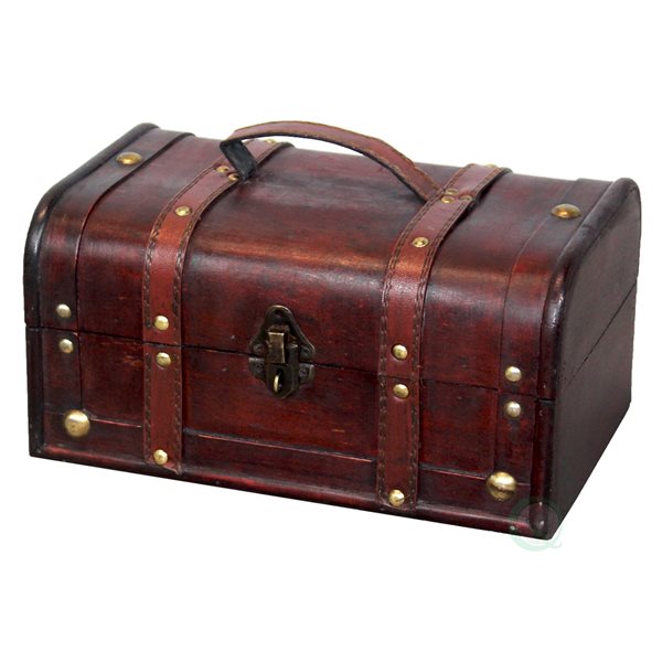 Vintiquewise 11-in Antique Brown Wood Storage Trunk with Handle