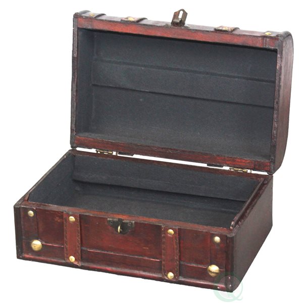 Vintiquewise 11-in Antique Brown Wood Storage Trunk with Handle