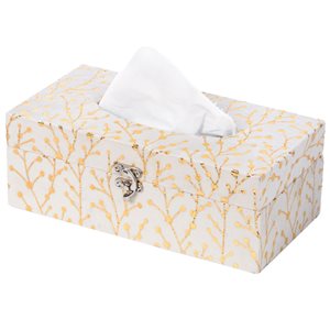 Vintiquewise Velvet Tissue Box Cover in White