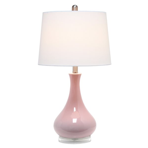 Lalia Home Classix 26.25-in Rose Pink Incandescent Rotary Socket Standard Table Lamp with Fabric Shade (Set of 1)