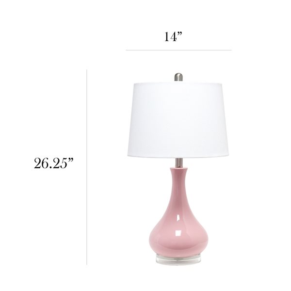 Lalia Home Classix 26.25-in Rose Pink Incandescent Rotary Socket Standard Table Lamp with Fabric Shade (Set of 1)