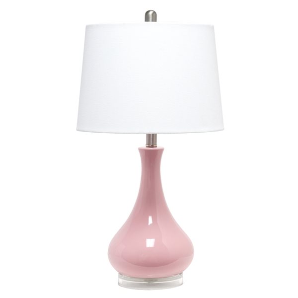 Lalia Home Classix 26.25-in Rose Pink Incandescent Rotary Socket Standard Table Lamp with Fabric Shade (Set of 1)