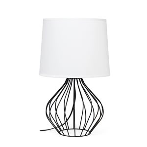 Simple Designs 19.75-in Black Incandescent In-line Standard Table Lamp with Fabric Shade (Set of 1)
