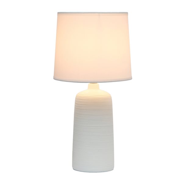 Simple Designs 15.75-in Off White Incandescent In-line Standard Table Lamp with Fabric Shade (Set of 1)