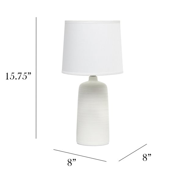 Simple Designs 15.75-in Off White Incandescent In-line Standard Table Lamp with Fabric Shade (Set of 1)