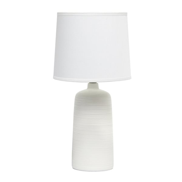 Simple Designs 15.75-in Off White Incandescent In-line Standard Table Lamp with Fabric Shade (Set of 1)