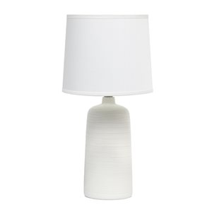 Simple Designs 15.75-in Off White Incandescent In-line Standard Table Lamp with Fabric Shade (Set of 1)