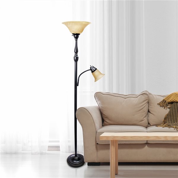 Lalia Home Classix 71-in Restoration Bronze Torchiere with Reading Light Floor Lamp