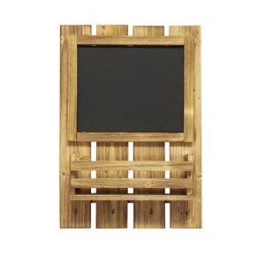 Elegant Designs 3.5-in x 20-in Chalkboard with Storage Space- Natural Wood