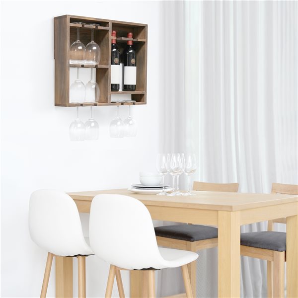 Elegant Designs Bartow Restored Wood Wall Mounted Wood Wine Rack Shelf with  Glass Holder