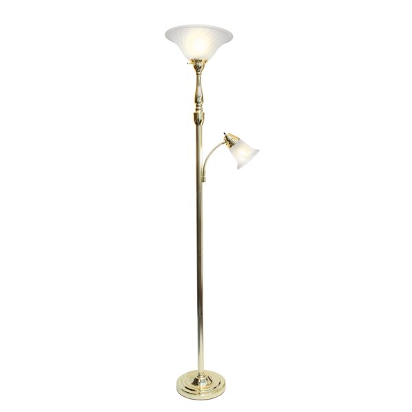 Lalia Home Classix 71-in Gold Torchiere with Reading Light Floor Lamp