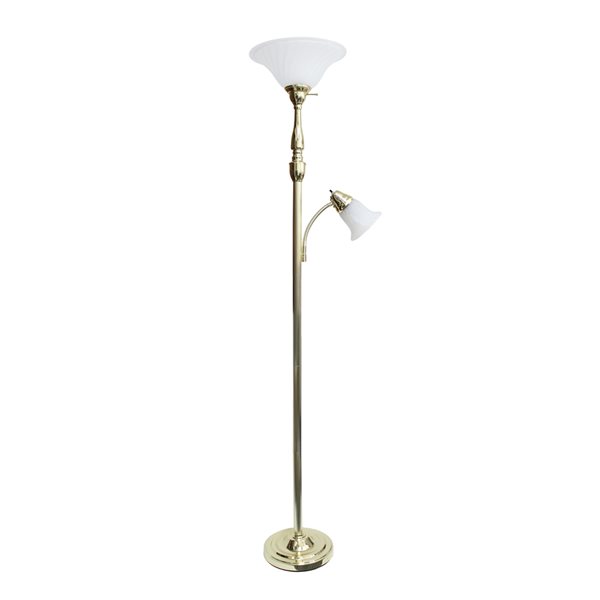 Lalia Home Classix 71-in Gold Torchiere with Reading Light Floor Lamp