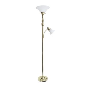 Lalia Home Classix 71-in Gold Torchiere with Reading Light Floor Lamp